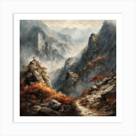 Chinese Mountains Landscape Painting (105) Art Print