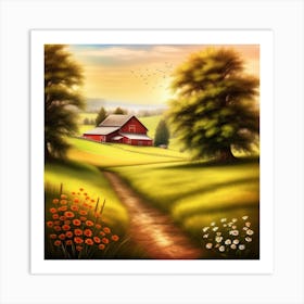 Peaceful Farm Meadow Landscape (54) Art Print