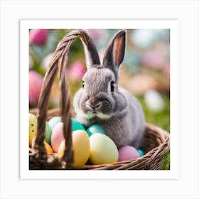 Easter Bunny In Basket 8 Art Print