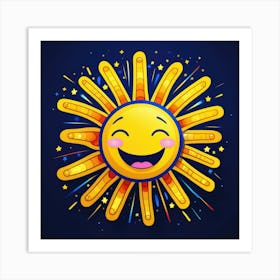 Lovely smiling sun on a blue gradient background 21 Art Print