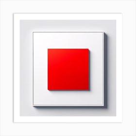 Red Square On A White Wall Art Print