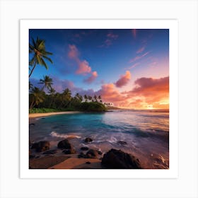 Sunset At The Beach Art Print