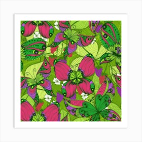 Hand Drawn Butterfly Pattern 04 Art Print