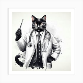 Doctor Cat Art Print