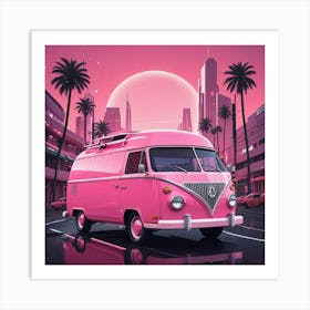 Pink Vw Bus 3 Art Print