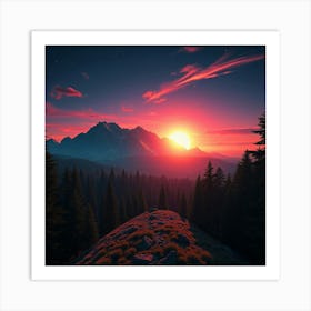 Sunset In The Mountains 55 Art Print