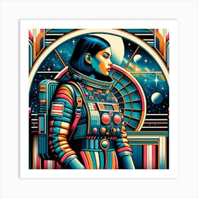 Woman In Space Art Print