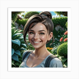 Girl In A Garden Art Print