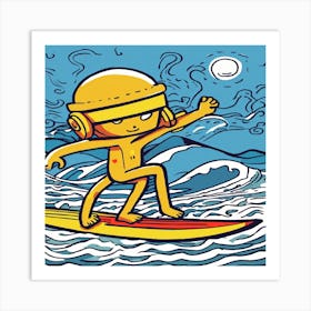 Yellow Surfer Art Print