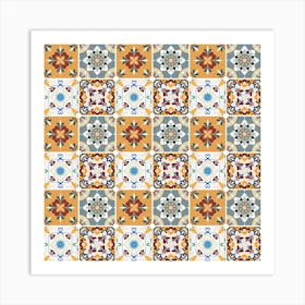 Azulejo - vector tiles, Portuguese tiles 7 Art Print