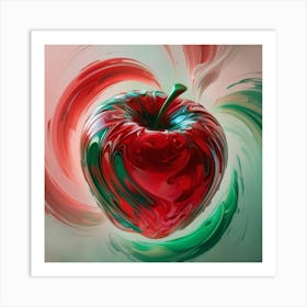 3D Shaped Apple, Digital Abstract Art Art Print