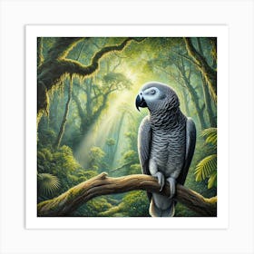 Parrot In The Jungle 6 Art Print