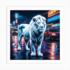 Lion At Night Art Print