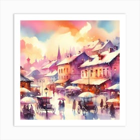 Watercolor Of A City 9 Art Print