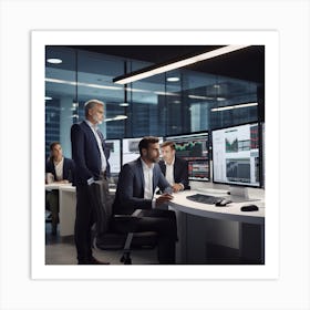 Group Of People In An Office Art Print