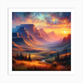 Sunset In The Mountains 2 Art Print