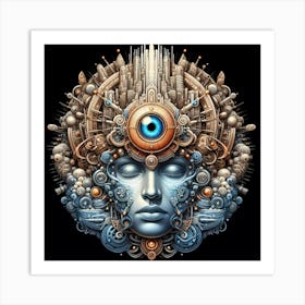 Cybernetic Head Art Print