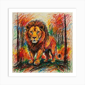 Lion In The Forest Art Print