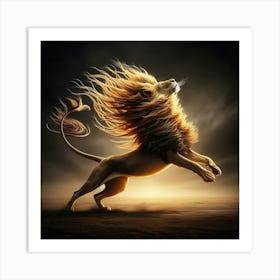 Lion In Flight Art Print