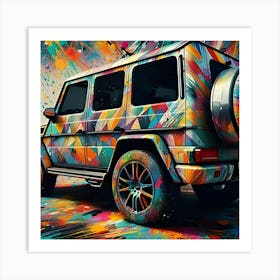 Colorful Splashes Of Paint, On A Mercedes Benz G Wagon Geometric, Abstract Art 3 Art Print