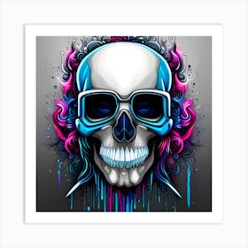 Skull With Sunglasses Art Print