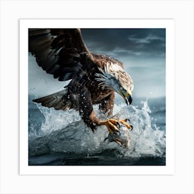 Eagle Is Hunting A Fish Art Print