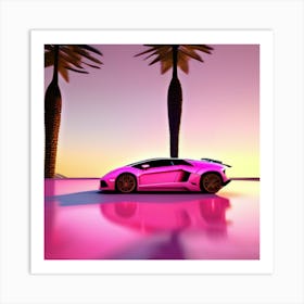 Pink Lamborghini Art Print
