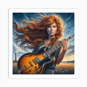 Woman With A Guitar Art Print