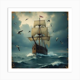 Sailing Ship In The Sea 1 Póster