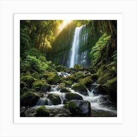 Waterfall In The Jungle 1 Art Print