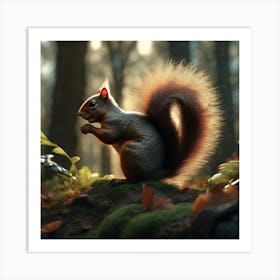 Squirrel In The Forest 312 Art Print