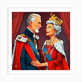 Portrait Of Queen and King Art Print