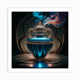 Blue Vase With Smoke Art Print