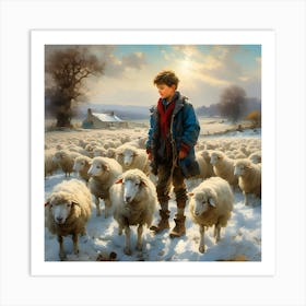 Shepherd Boy Out In The Cold Again Art Print