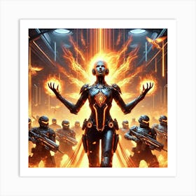 Female Leader Blazing Rally Scifi Art Print