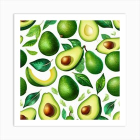 Avocado Seamless Pattern Art Print