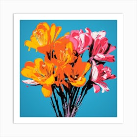 Andy Warhol Style Pop Art Flowers Freesia 2 Square Art Print