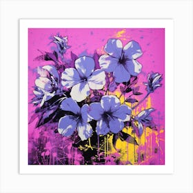 Andy Warhol Style Pop Art Flowers Lilac 3 Square Art Print
