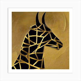 Gold And Black Abstract Wildlife Art Print