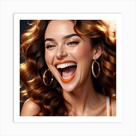 Beautiful Woman Laughing Art Print