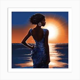 Woman At Sunset Art Print