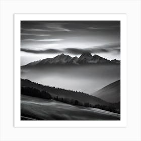 Black And White Mountain Landscape 1 Art Print