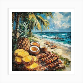 Grilled Pineapples On The Beach Art Art Print