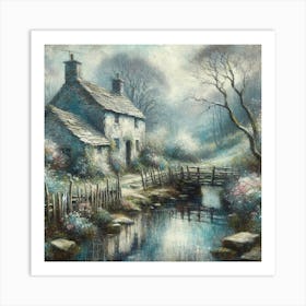 Cottage By The Water Art Print