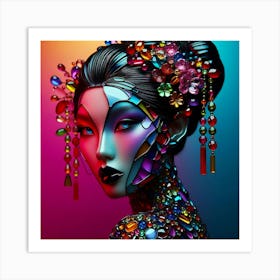 Japan Traditional Geisha Illustration By Ad 26 Art Print