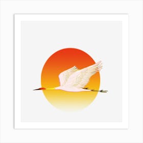 Swan Bird Sun Sunset Nature Morning Landscape Fly Flying Spring Dawn Sky Swan Sun Art Print