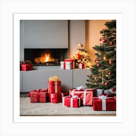 Christmas Tree With Presents 6 Art Print