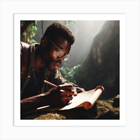 Man Writing In The Jungle Art Print