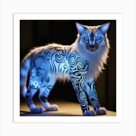 An Otherworldly Feline Species With Fur Covered In Strange Luminescent Patterns That Seem To Shimmer And Change As The Creature Moves Cr Art Print