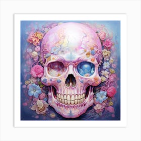 Skull With Flowers 4 Art Print